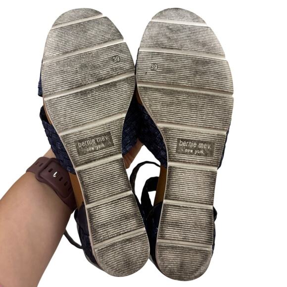 Bernie Mev New York Navy Woven Ankle Strap Wedge Sandals Shoes Women’s 39 US‎ 8 - Picture 8 of 8